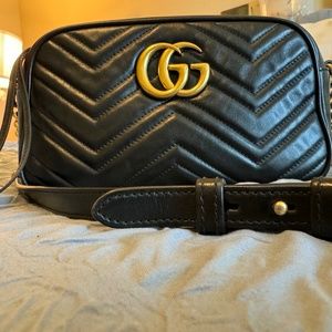Gucci GG Small Marmont Matelasse Crossbody Chain Camera Bag